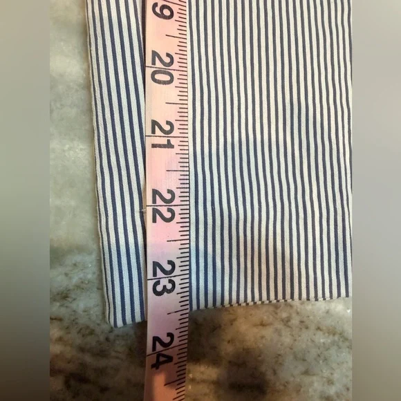 Ann Taylor Factory Signature 8P Navy White Pinstripe Petite Dress Pants - Picture 7 of 10